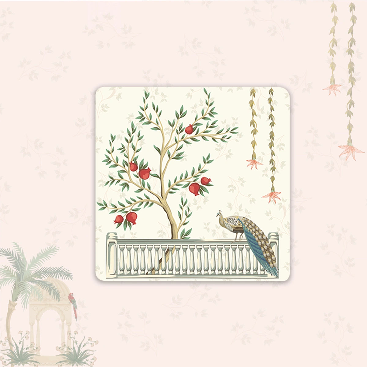 Mughal Gardens Coasters | Set of 6 with Stand