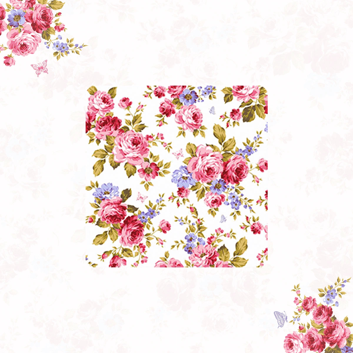 Pink Roses & Purple Forget me Nots Coasters | Set of 6 with Stand