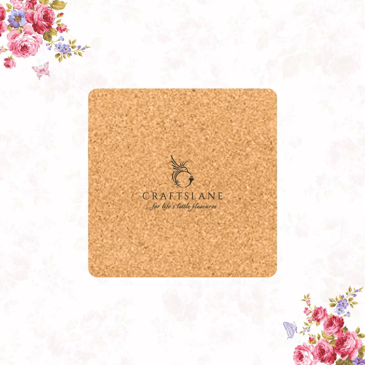 Pink Roses & Purple Forget me Nots Coasters | Set of 6 with Stand