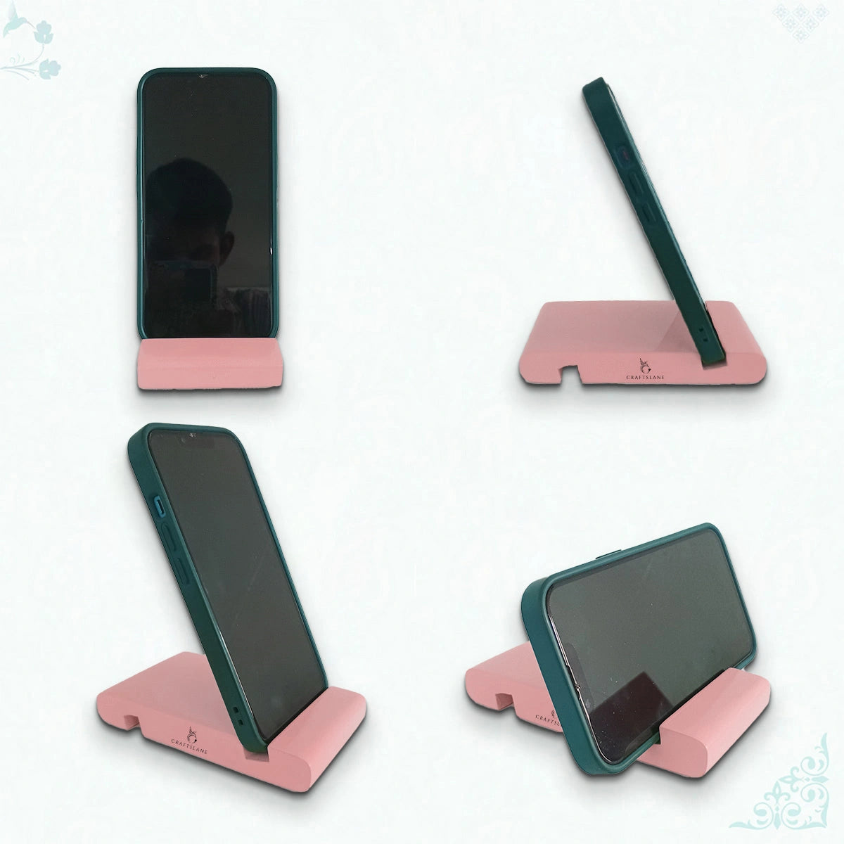 Baby Pink Colorful Handcrafted Wooden Desktop Mobile Stands