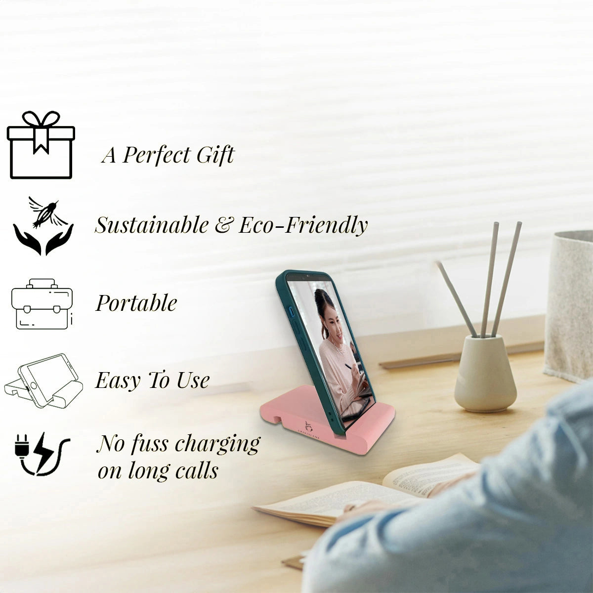 Baby Pink Colorful Handcrafted Wooden Desktop Mobile Stands