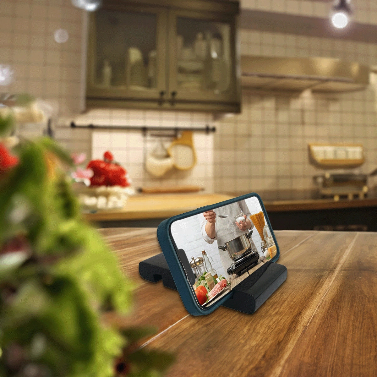 Charcoal Black Colorful Handcrafted Wooden Desktop Mobile Stands