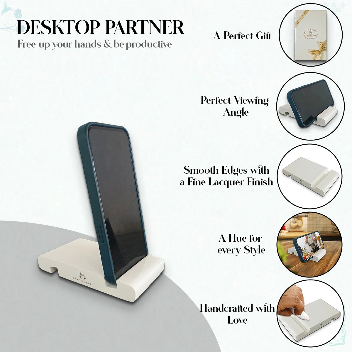 Eggshell Colorful Handcrafted Wooden Desktop Mobile Stands