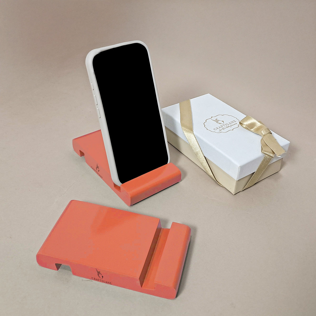 Salmon Colorful Handcrafted Wooden Desktop Mobile Stands