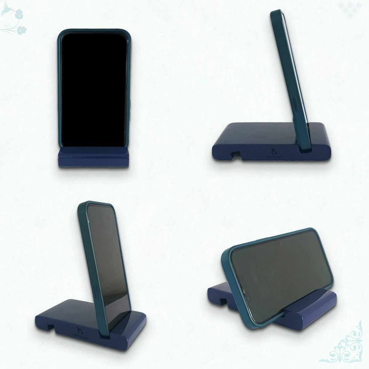 Sapphire Blue Colorful Handcrafted Wooden Desktop Mobile Stands