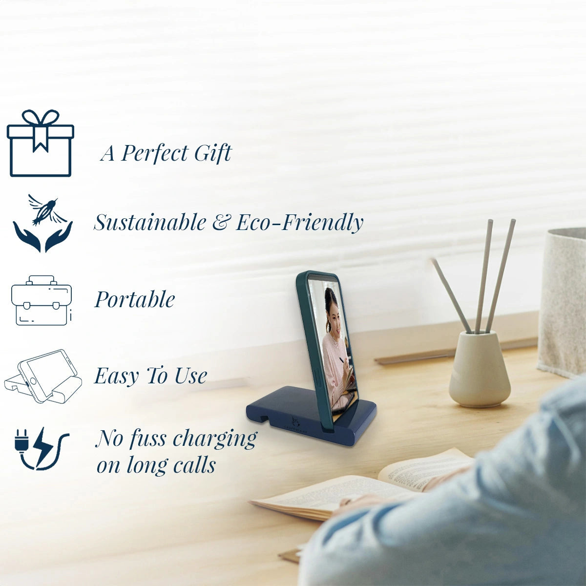 Sapphire Blue Colorful Handcrafted Wooden Desktop Mobile Stands