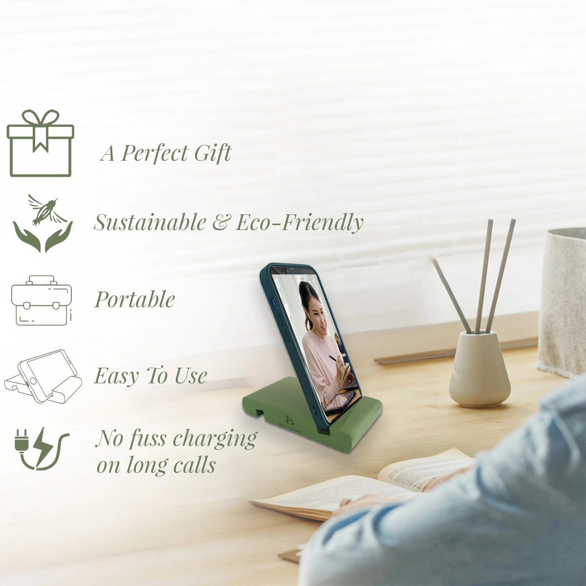 Sage Colorful Handcrafted Wooden Desktop Mobile Stands