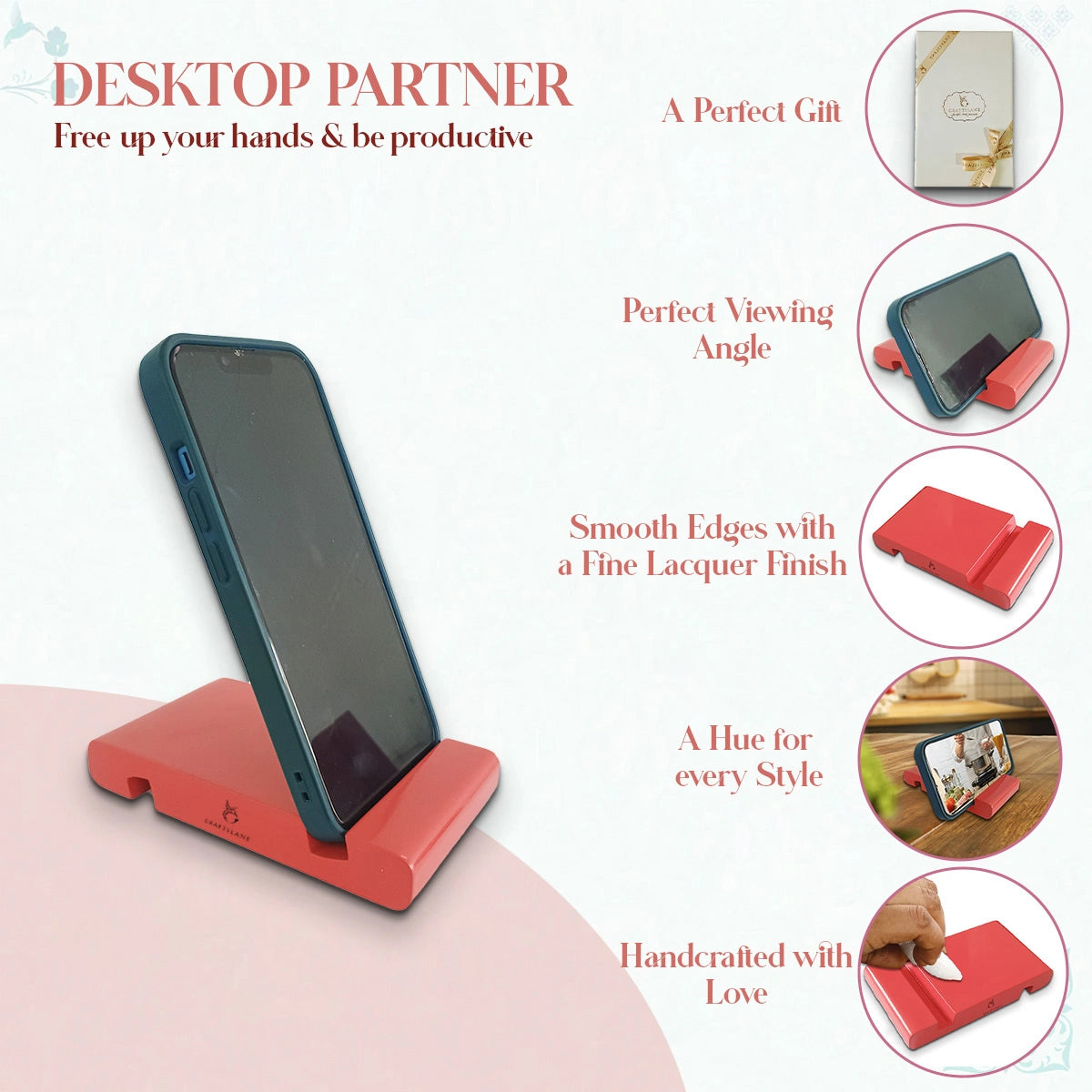 Strawberry Colorful Handcrafted Wooden Desktop Mobile Stands