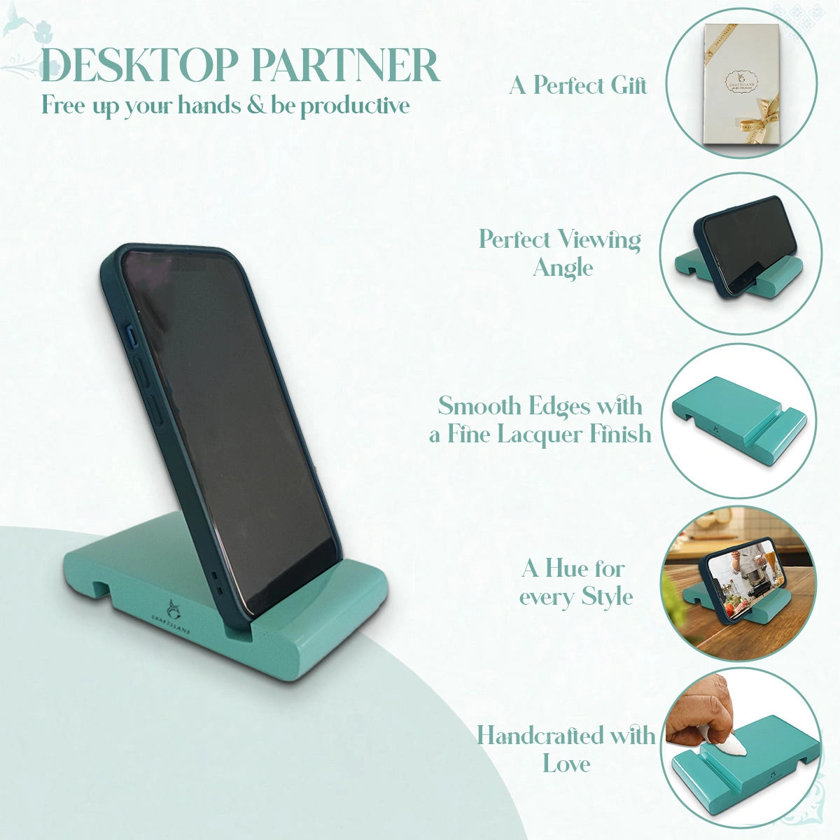 Tiffany Colorful Handcrafted Wooden Desktop Mobile Stands