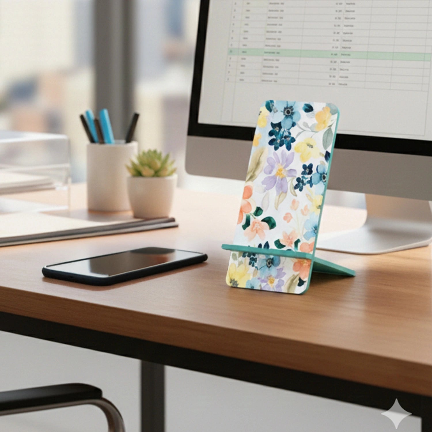 Summer Flowers Interlocking Cell Phone Stands for Desk
