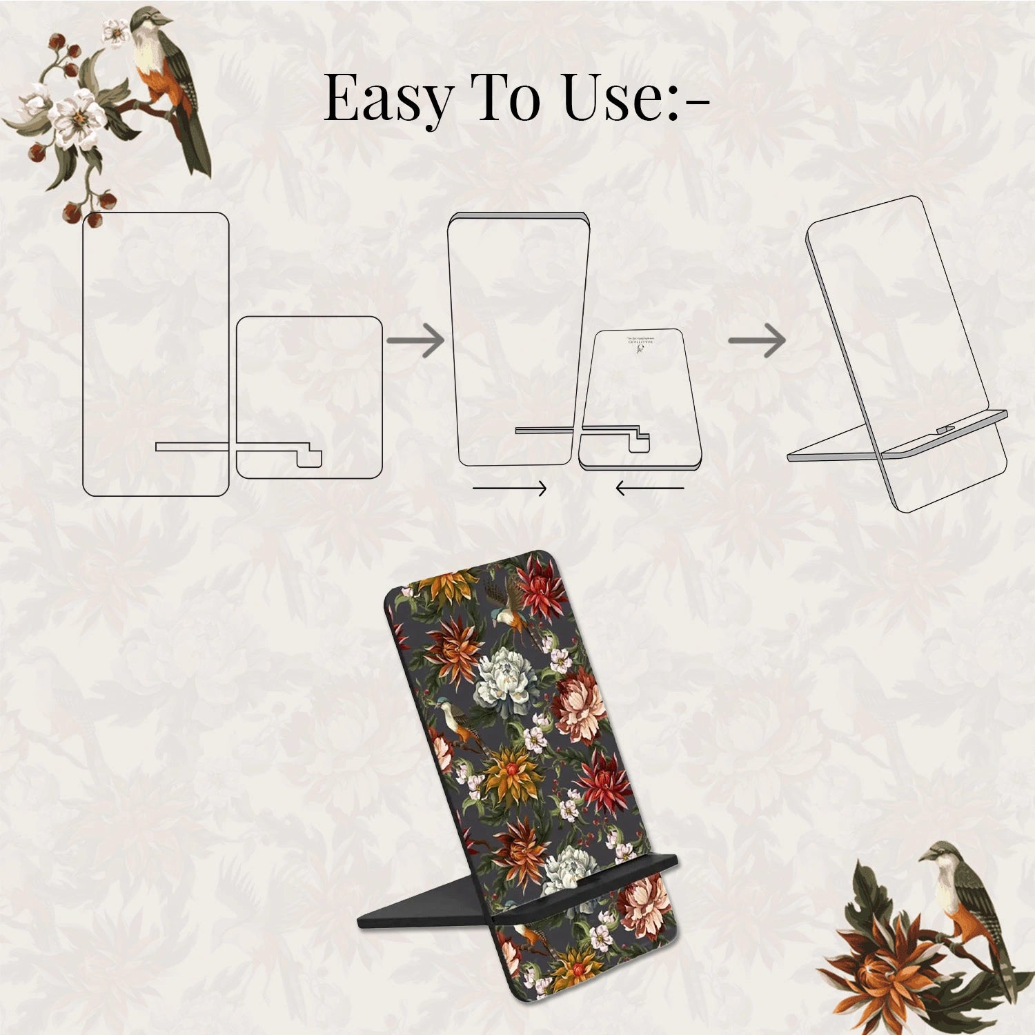 Autumn Flowers Interlocking Cell Phone Stands for Desk