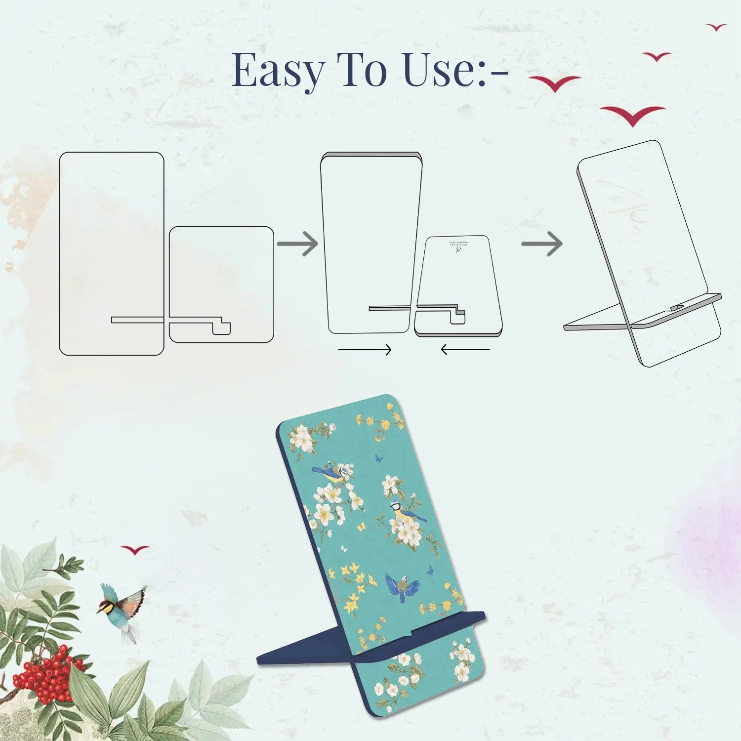 Birds in Paradise Interlocking Cell Phone Stands for Desk