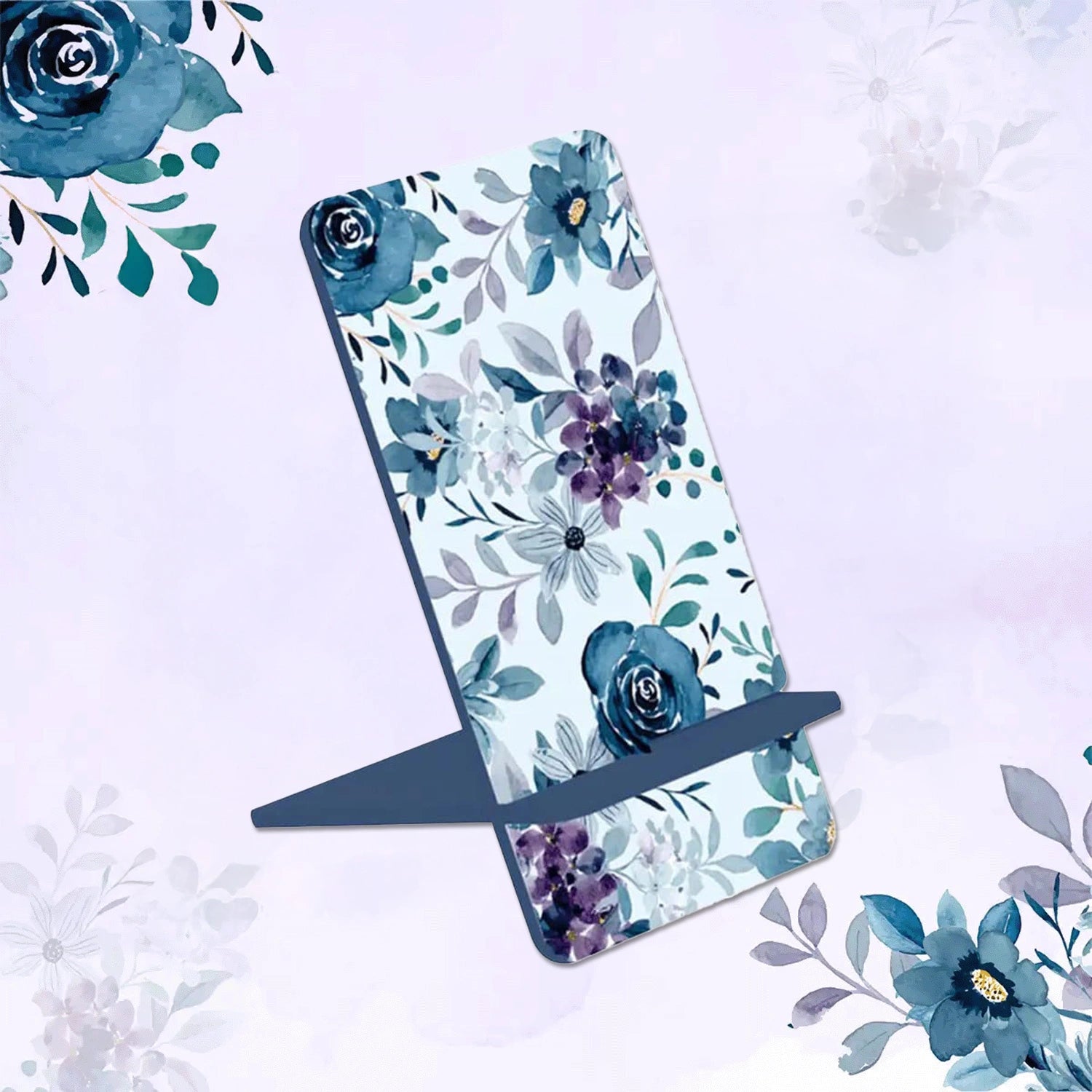 Indigo Roses Interlocking Cell Phone Stands for Desk