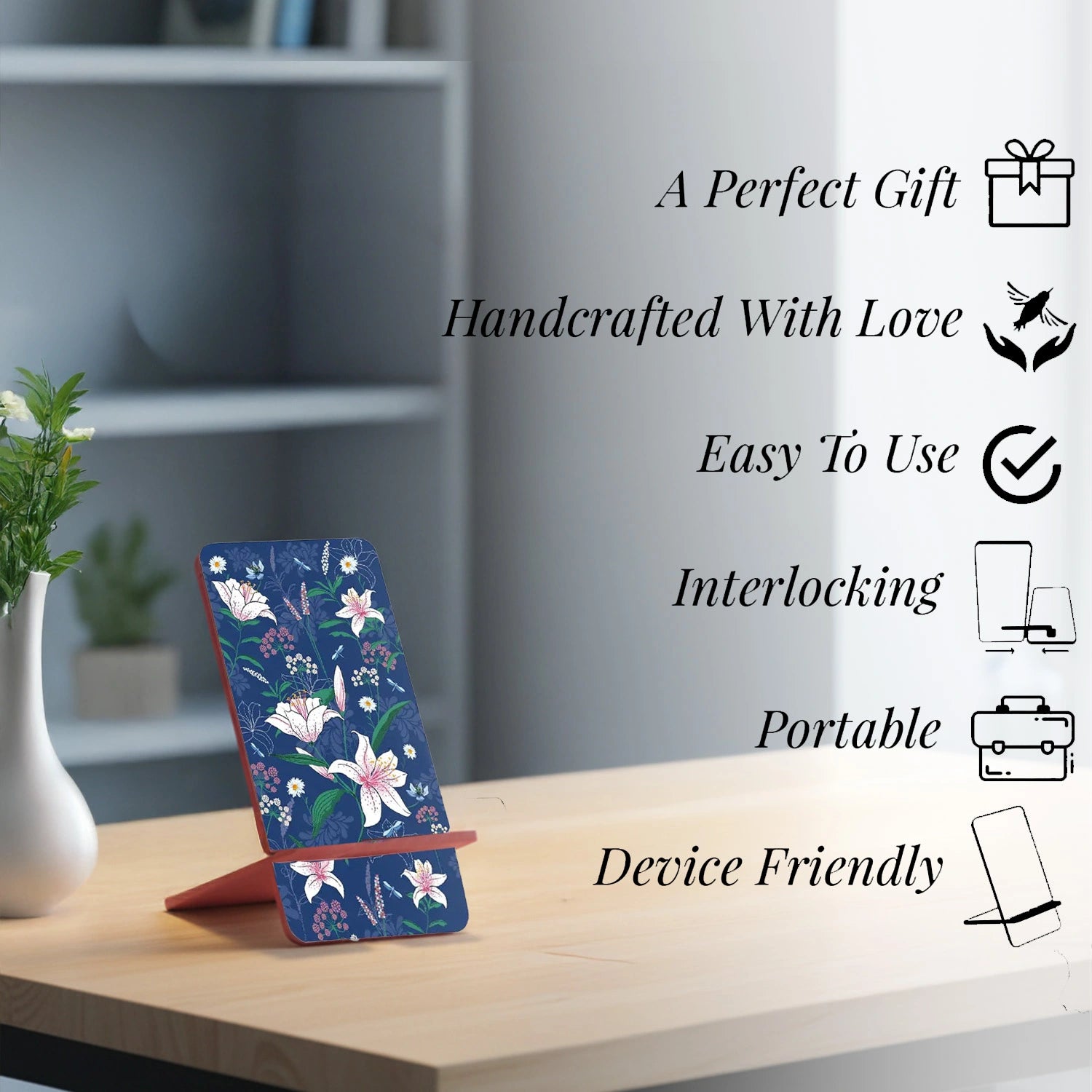 Lily in the Valley Interlocking Cell Phone Stands for Desk