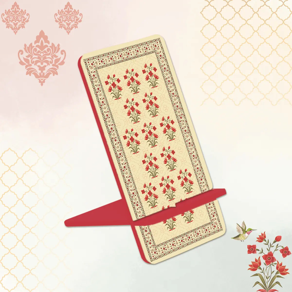 Mughal Flowers Interlocking Cell Phone Stands for Desk