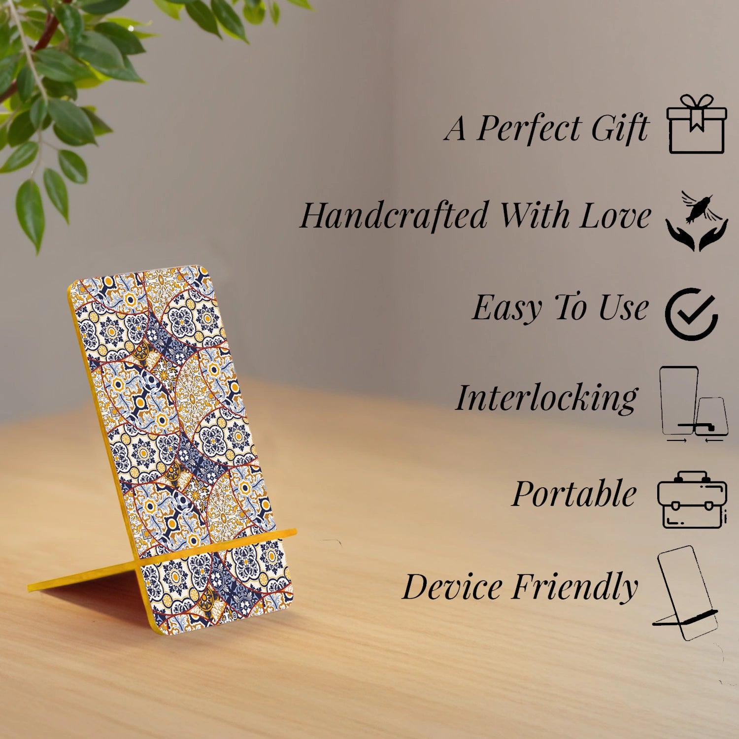 Moroccan Mosaic Interlocking Cell Phone Stand for Desk