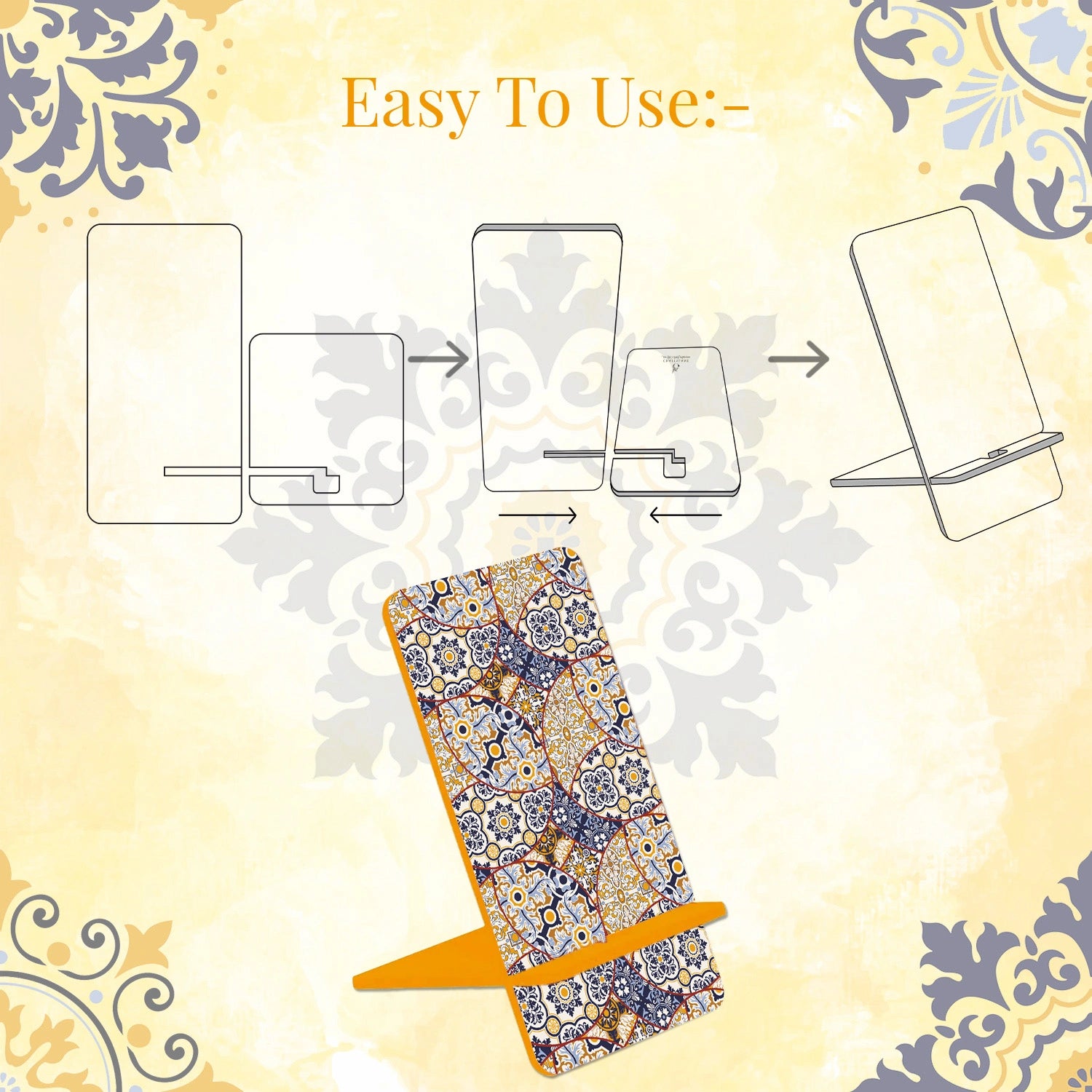 Moroccan Mosaic Interlocking Cell Phone Stand for Desk