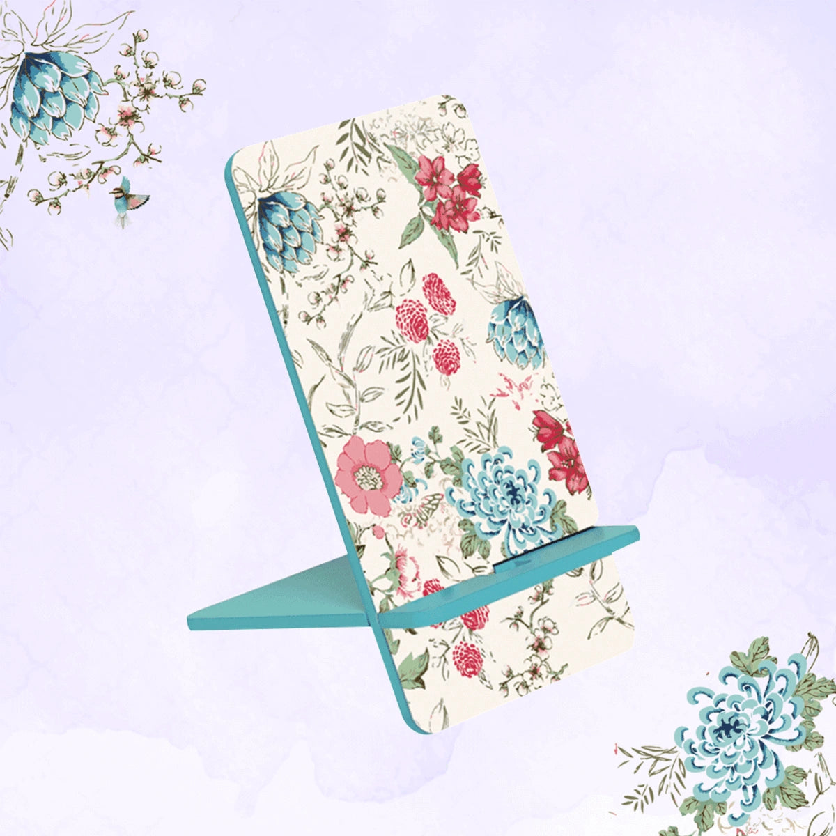 Pink & Blue Bouquet Interlocking Cell Phone Stands for Desk