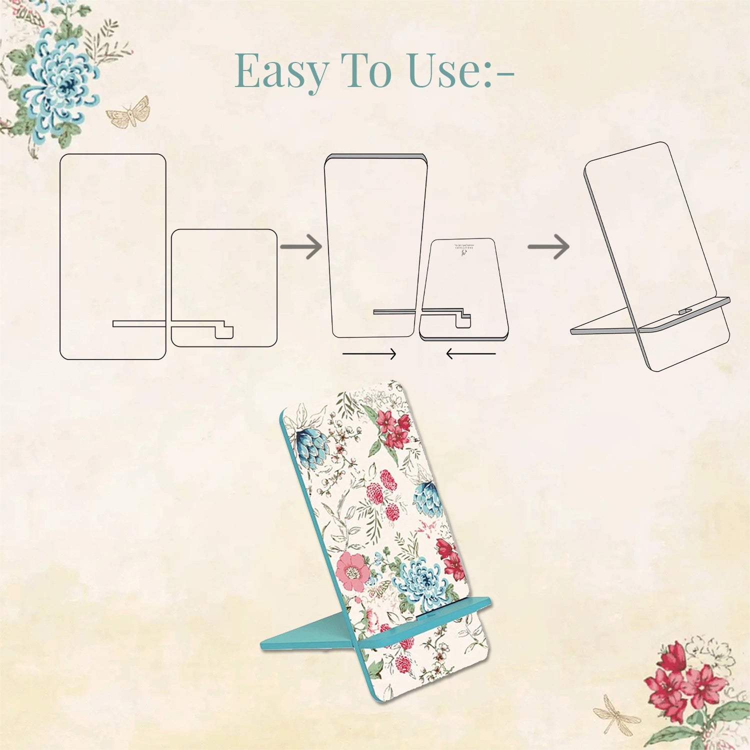 Pink & Blue Bouquet Interlocking Cell Phone Stands for Desk