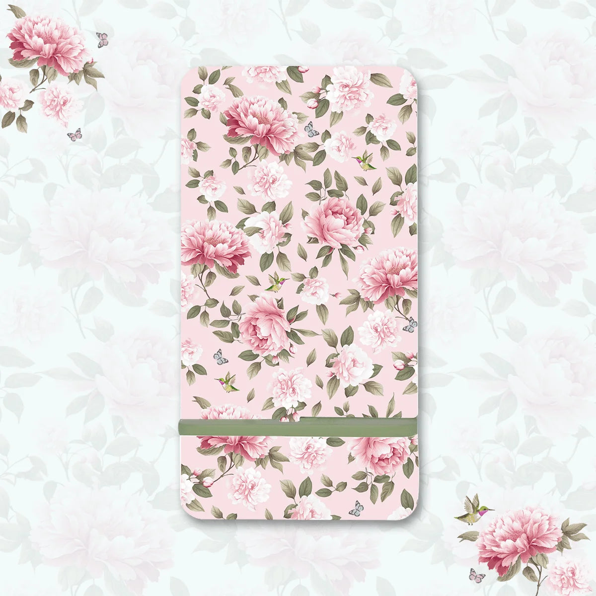 Pink Peonies Interlocking Cell Phone Stands for Desk