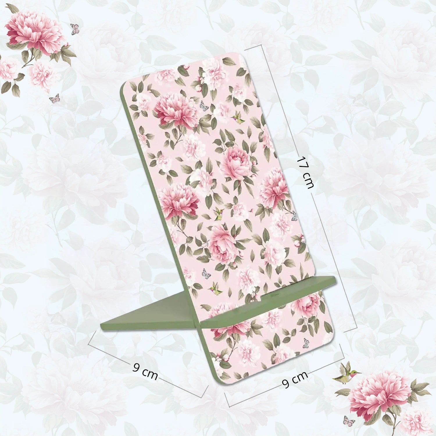 Pink Peonies Interlocking Cell Phone Stands for Desk