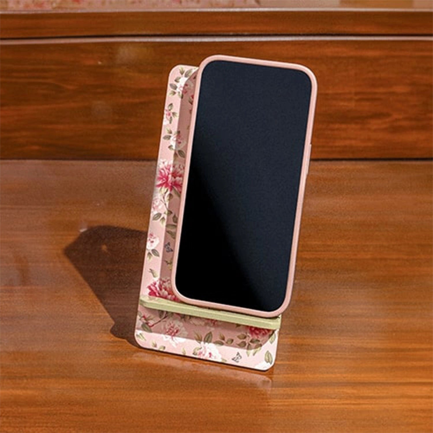 Pink Peonies Interlocking Cell Phone Stands for Desk