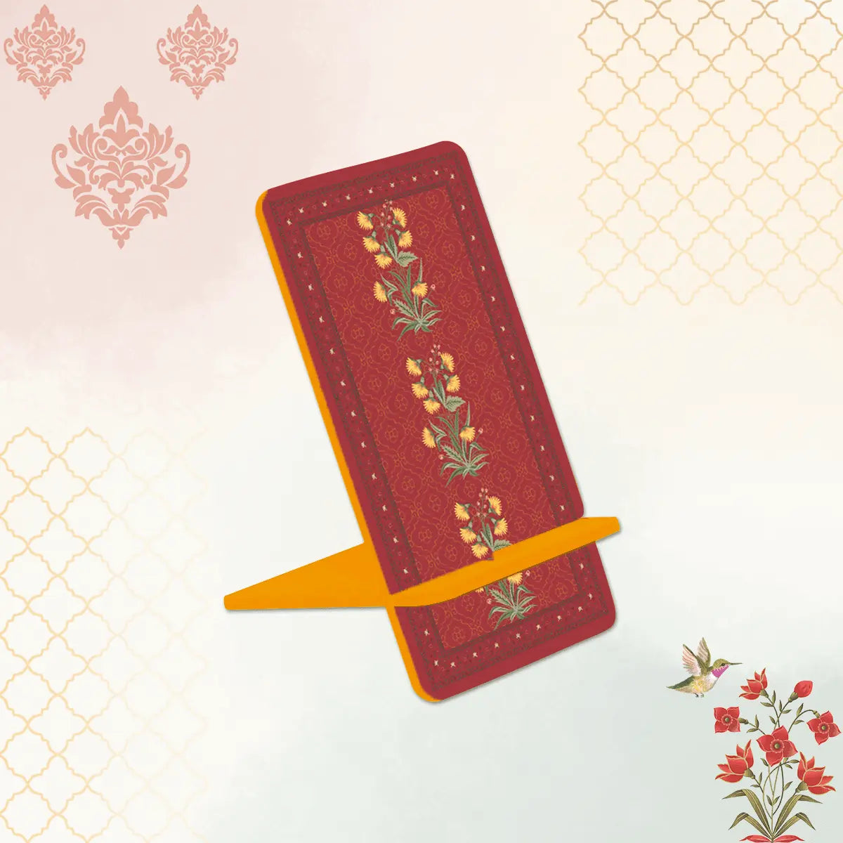 Mughal Flowers Interlocking Cell Phone Stands for Desk