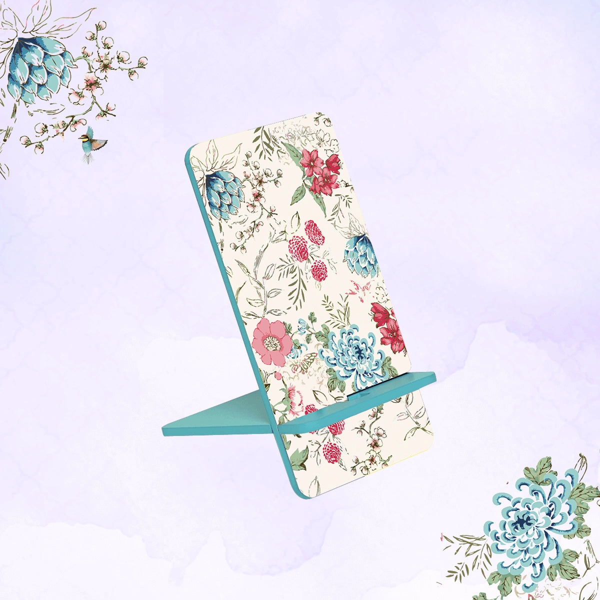 Pink & Blue Bouquet Interlocking Cell Phone Stands for Desk