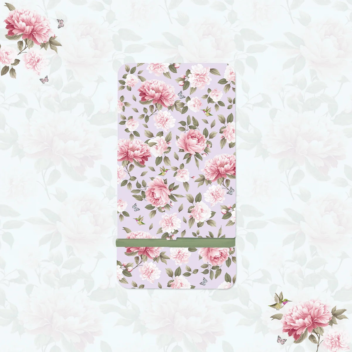 Pink Peonies Interlocking Cell Phone Stands for Desk