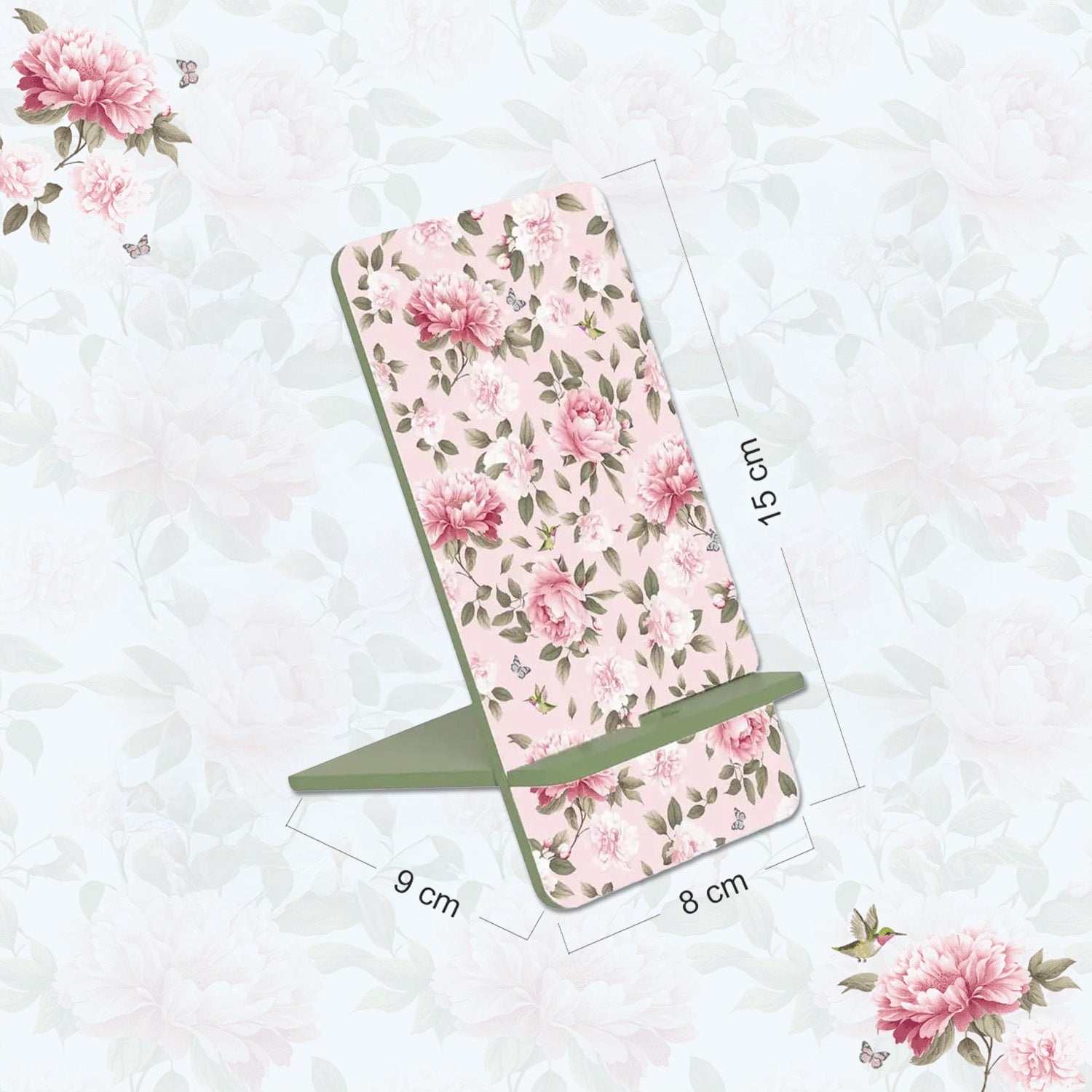 Pink Peonies Interlocking Cell Phone Stands for Desk