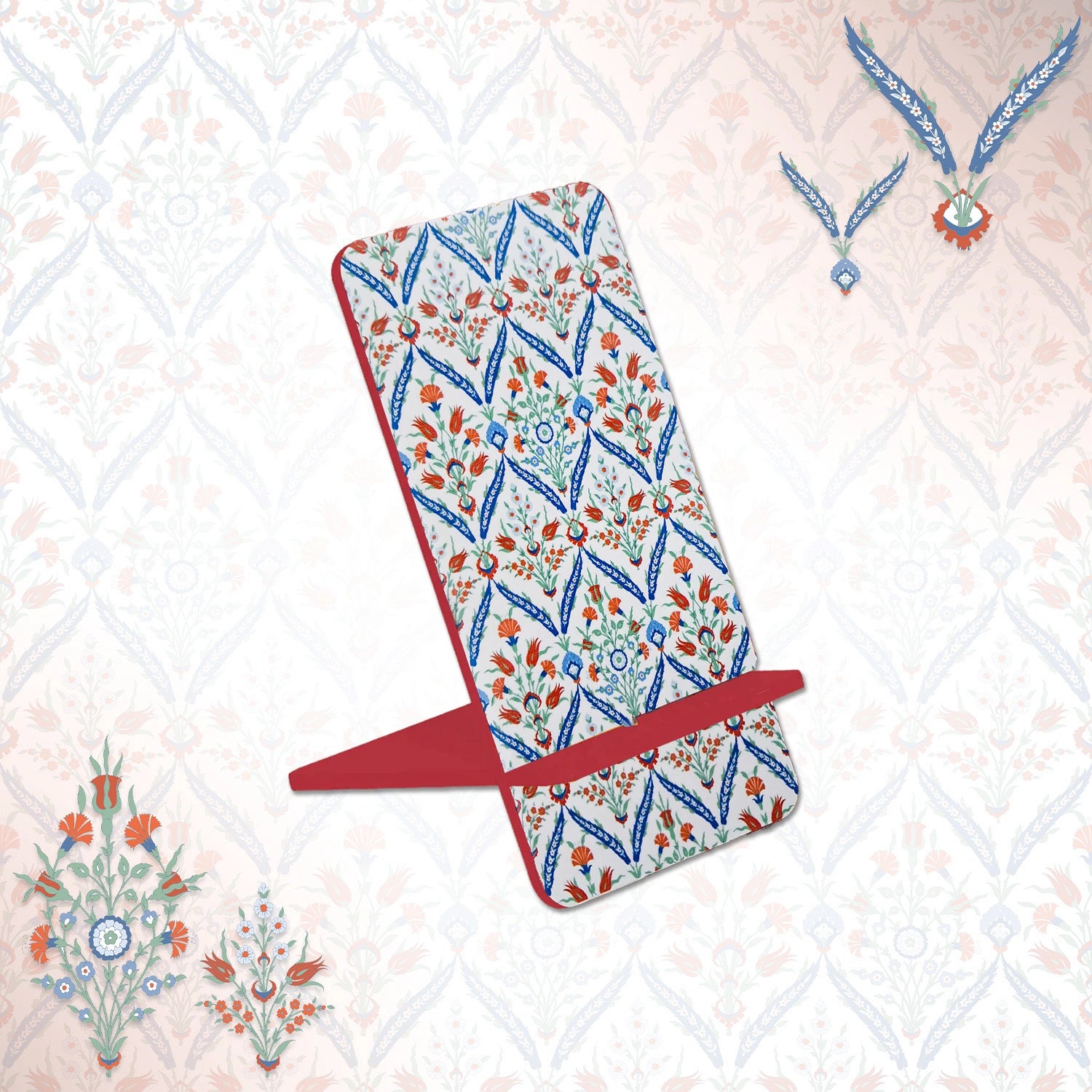 Turkish Flowers Interlocking Cell Phone Stand for Desk