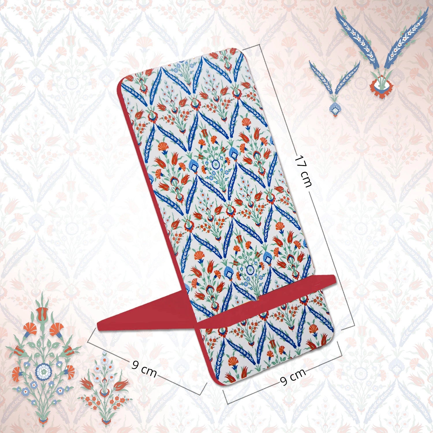 Turkish Flowers Interlocking Cell Phone Stand for Desk