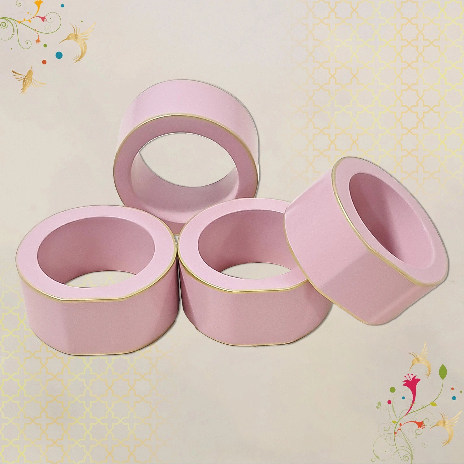 Baby Pink Handcrafted Solid Color Napkin Rings