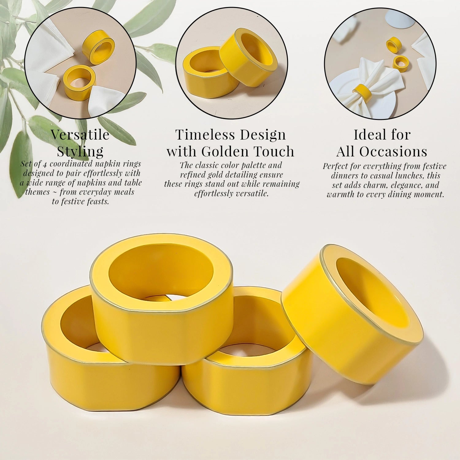 Butterscotch Handcrafted Solid Color Napkin Rings