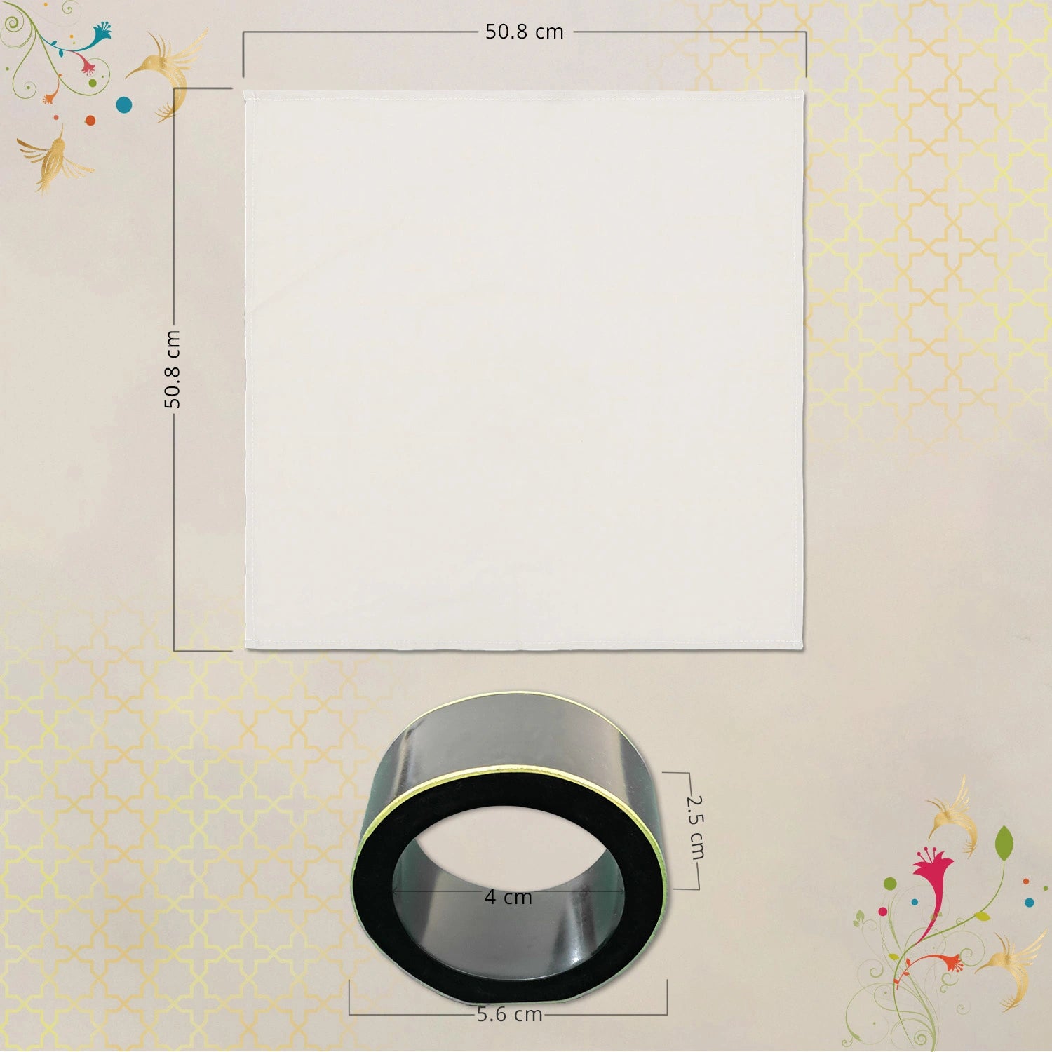 Charcoal Black Handcrafted Solid Color Napkin Rings & Cloth Napkins Combo Set