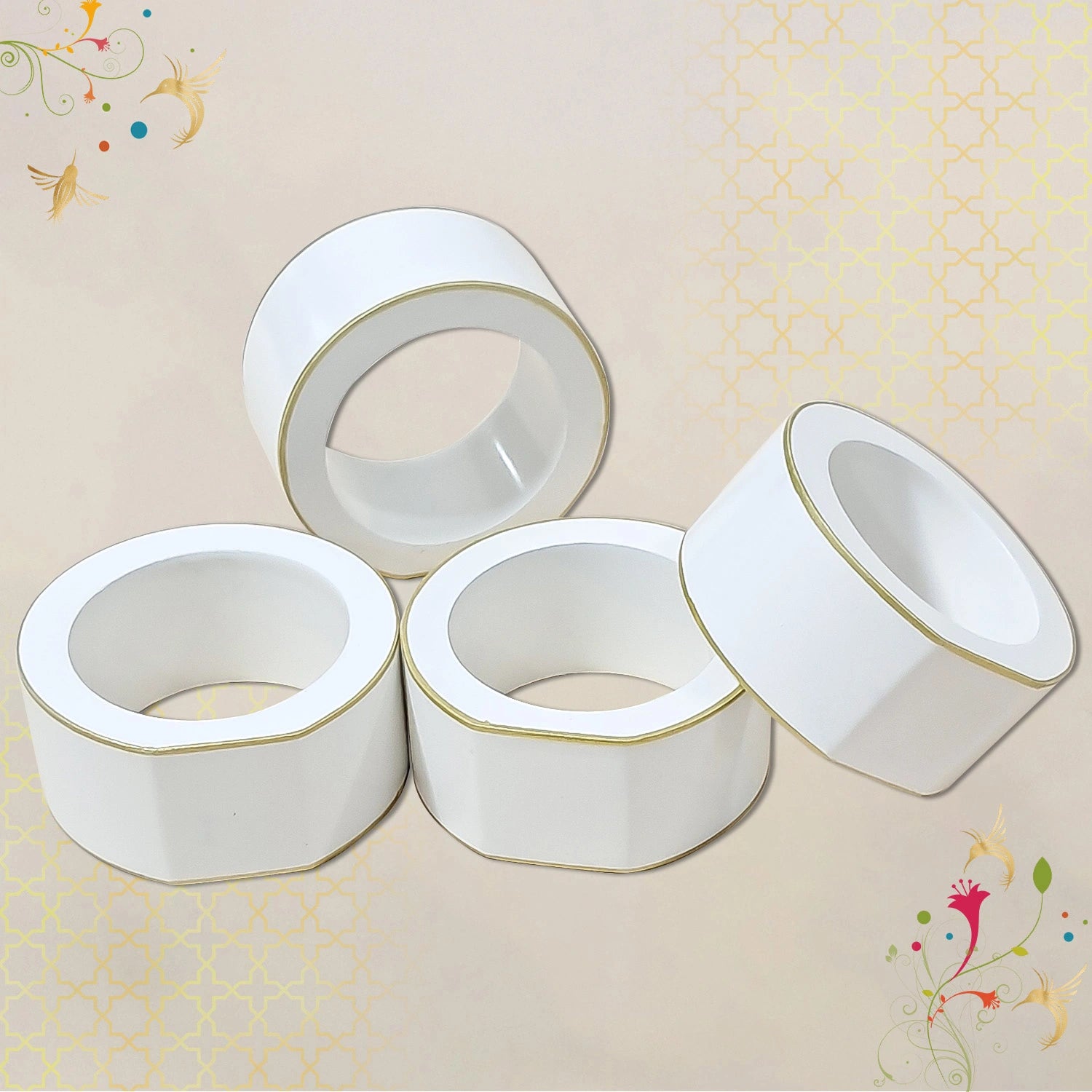 Eggshell Handcrafted Solid Color Napkin Rings