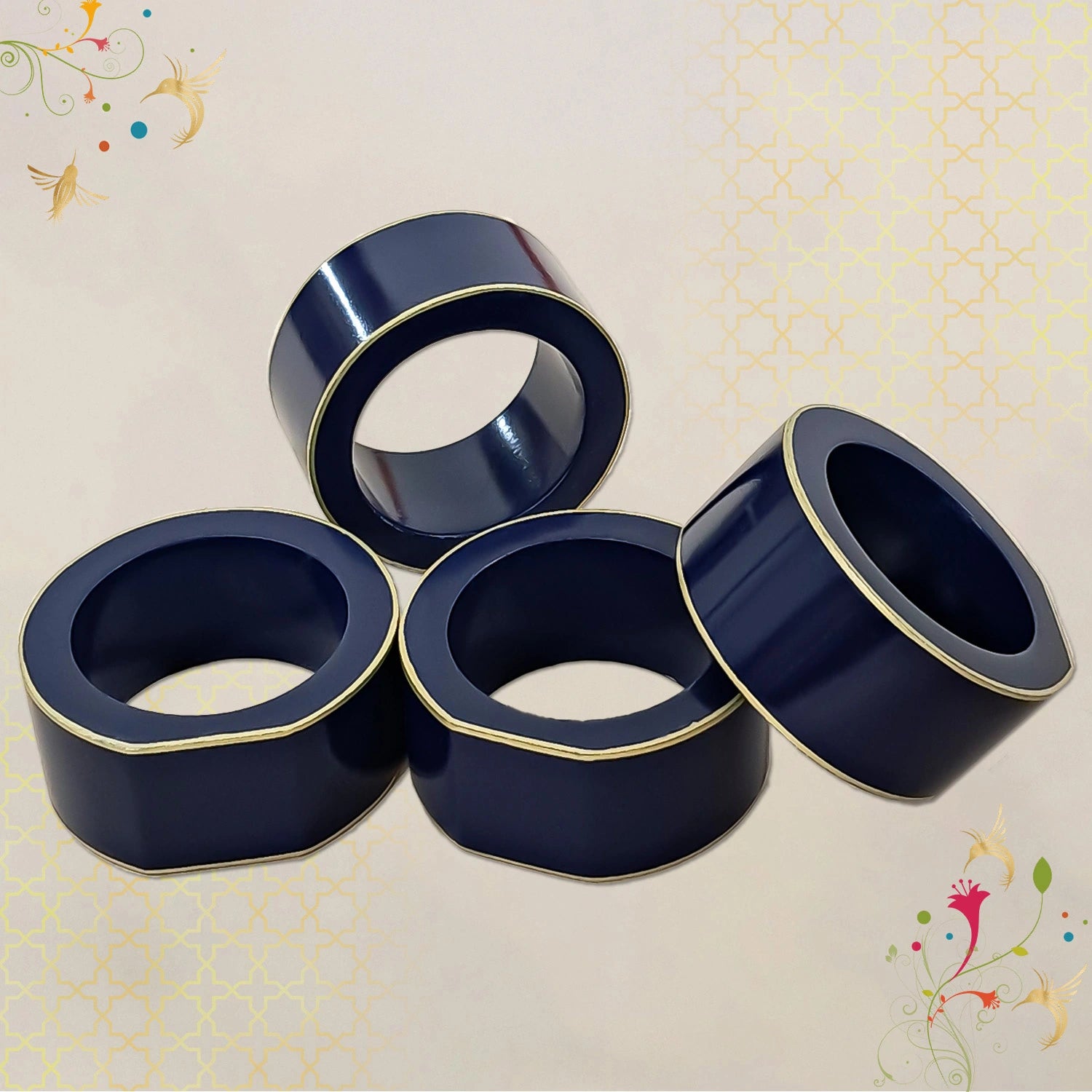 Sapphire Blue Handcrafted Solid Color Napkin Rings
