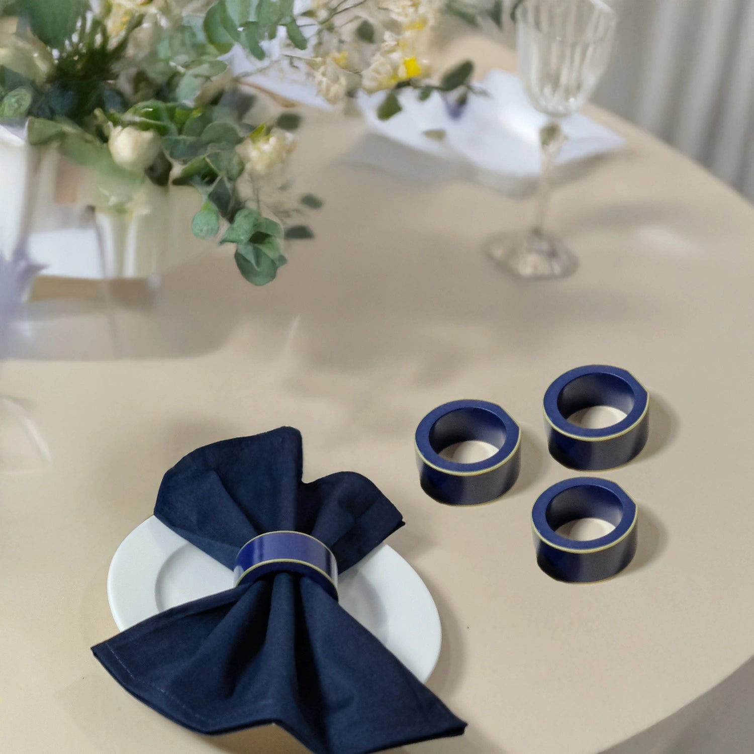 Sapphire Blue Handcrafted Solid Color Napkin Rings
