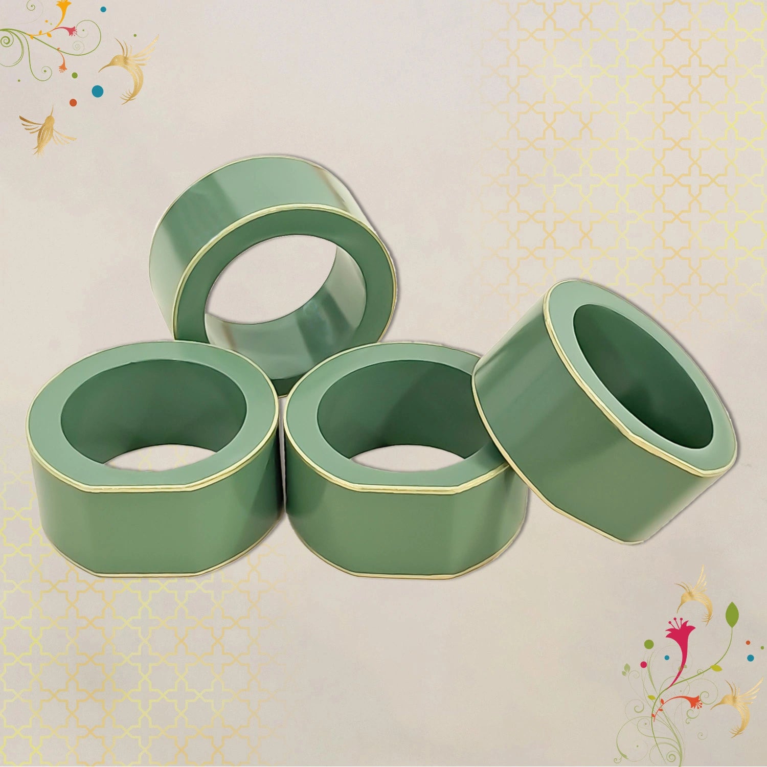 Sage Handcrafted Solid Color Napkin Rings