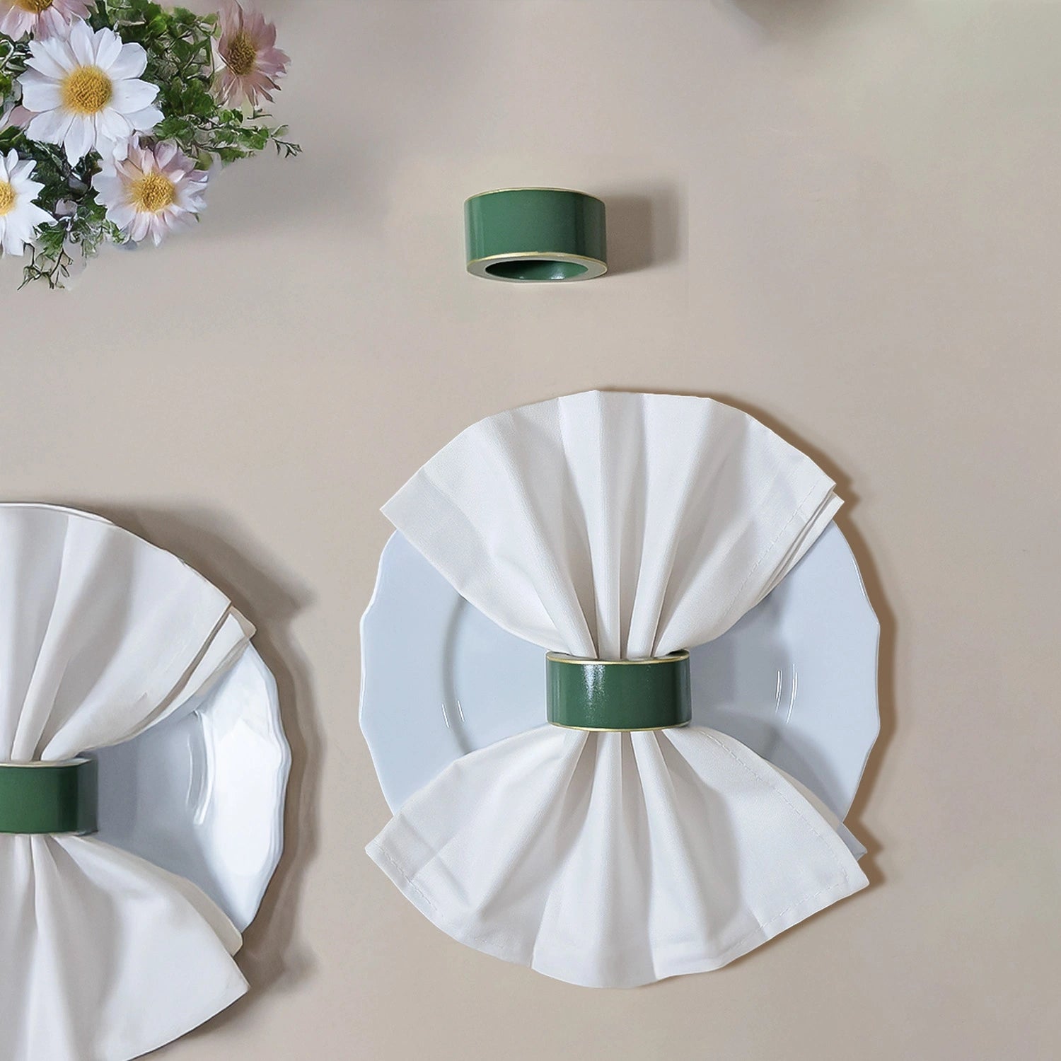 Sage Handcrafted Solid Color Napkin Rings