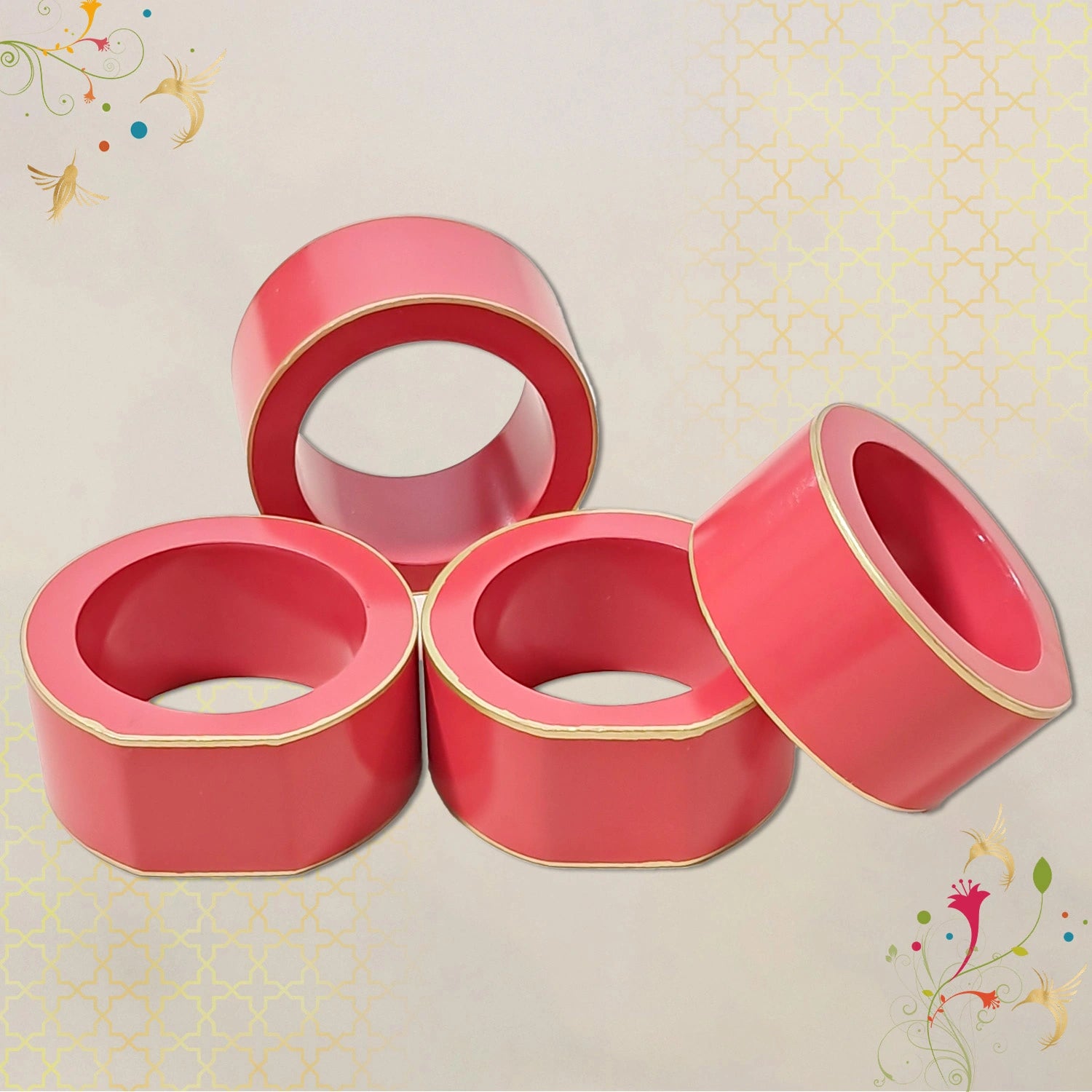 Strawberry Handcrafted Solid Color Napkin Rings