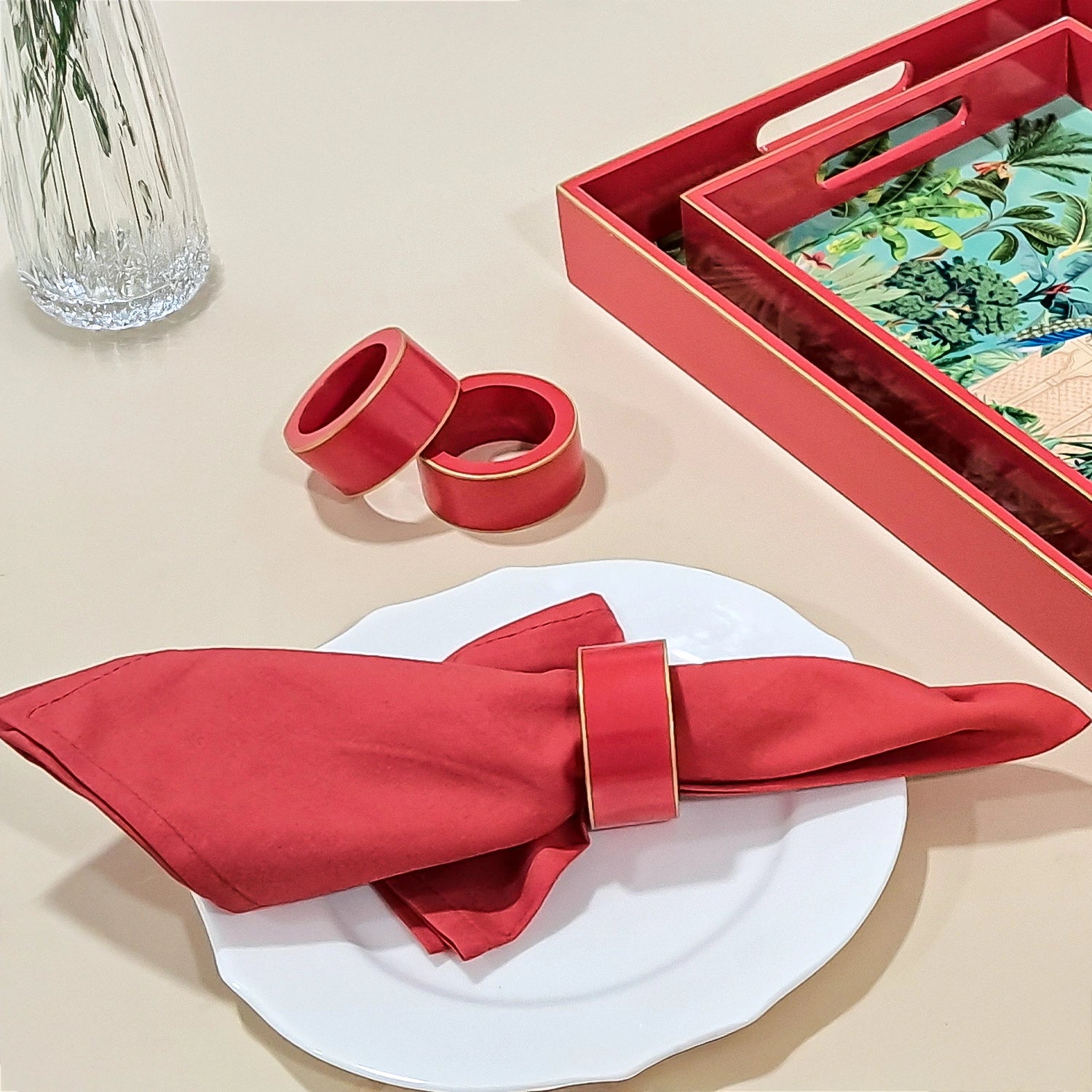 Strawberry Handcrafted Solid Color Napkin Rings