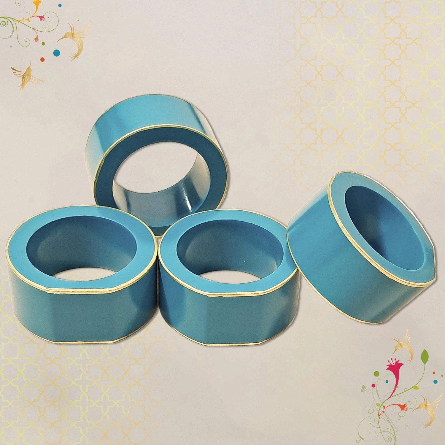 Turquoise Blue Handcrafted Solid Color Napkin Rings