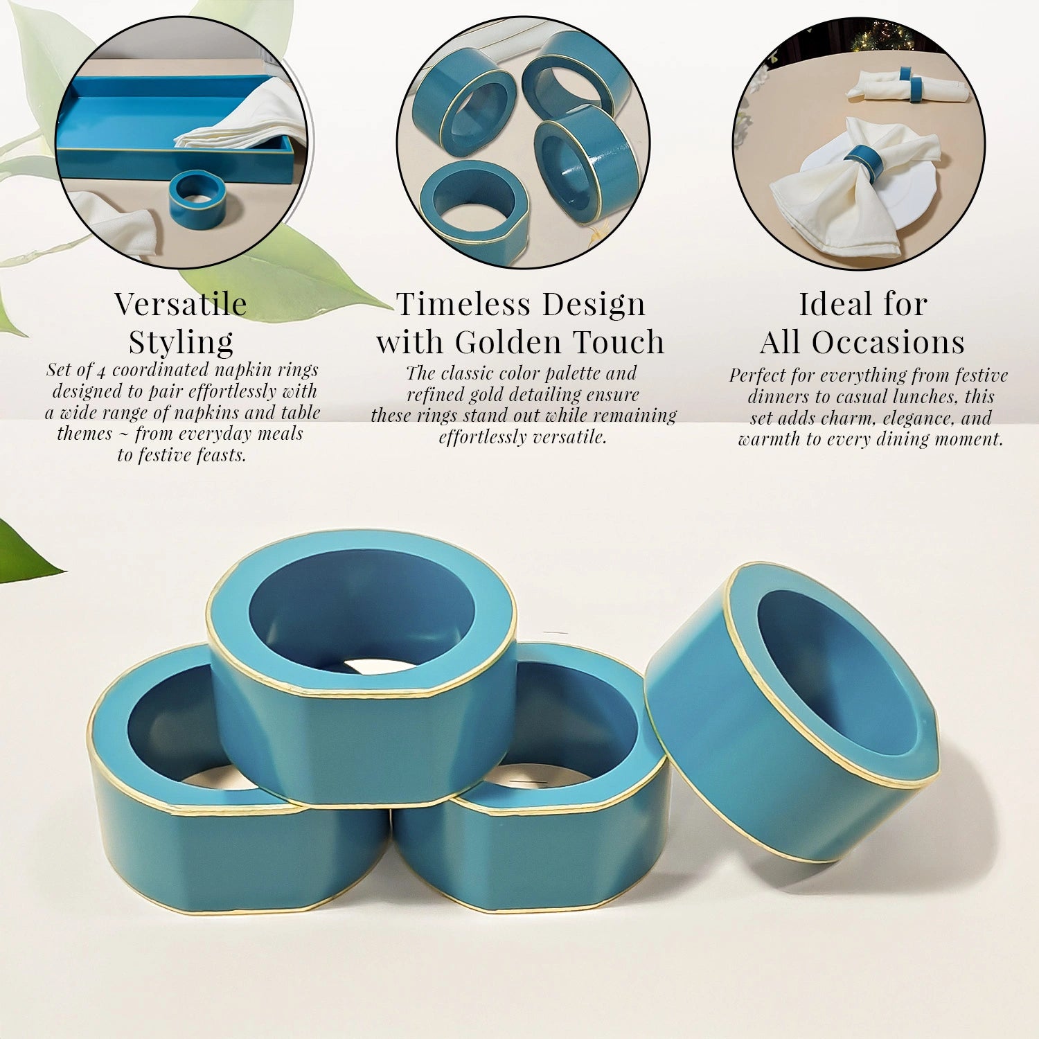 Turquoise Blue Handcrafted Solid Color Napkin Rings