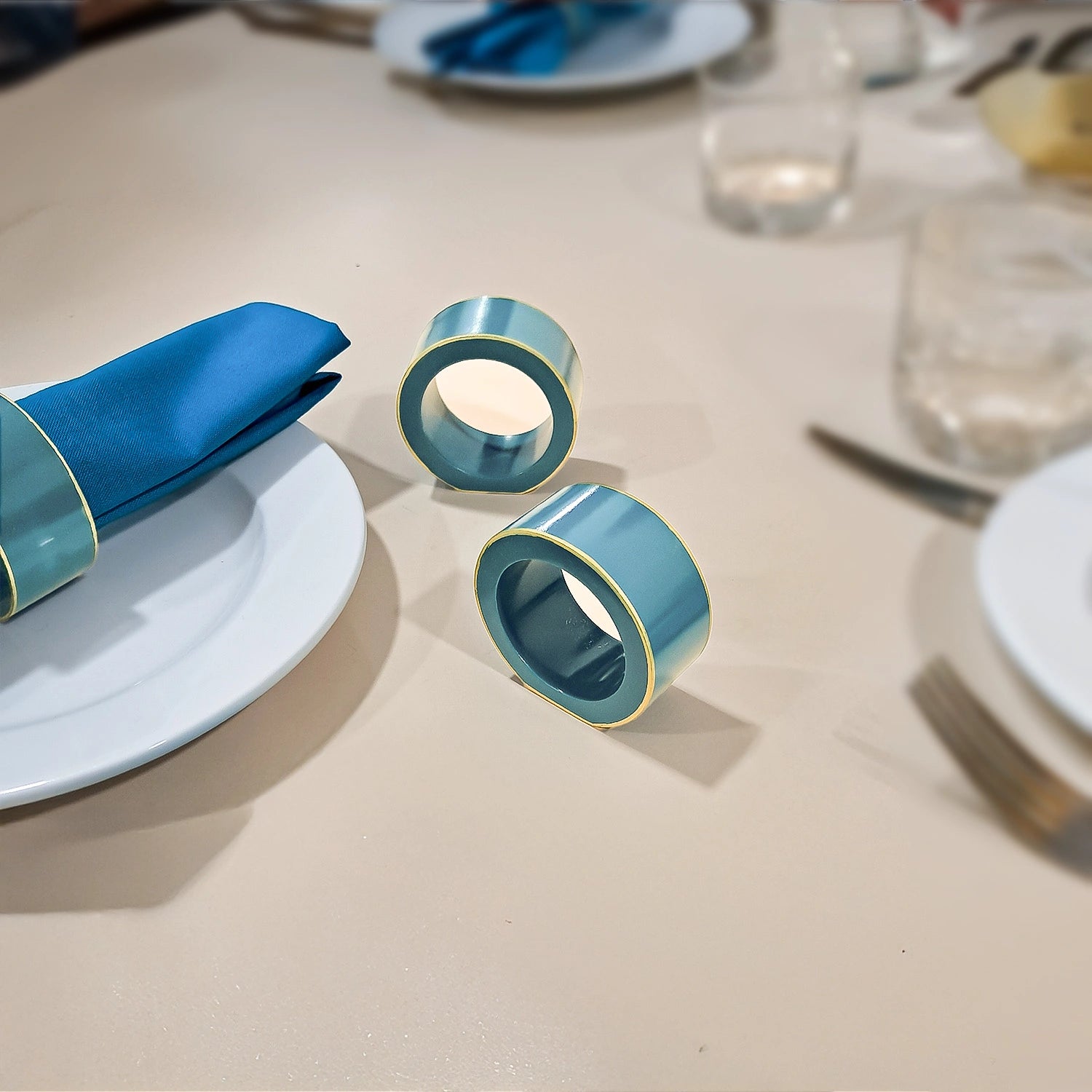 Turquoise Blue Handcrafted Solid Color Napkin Rings