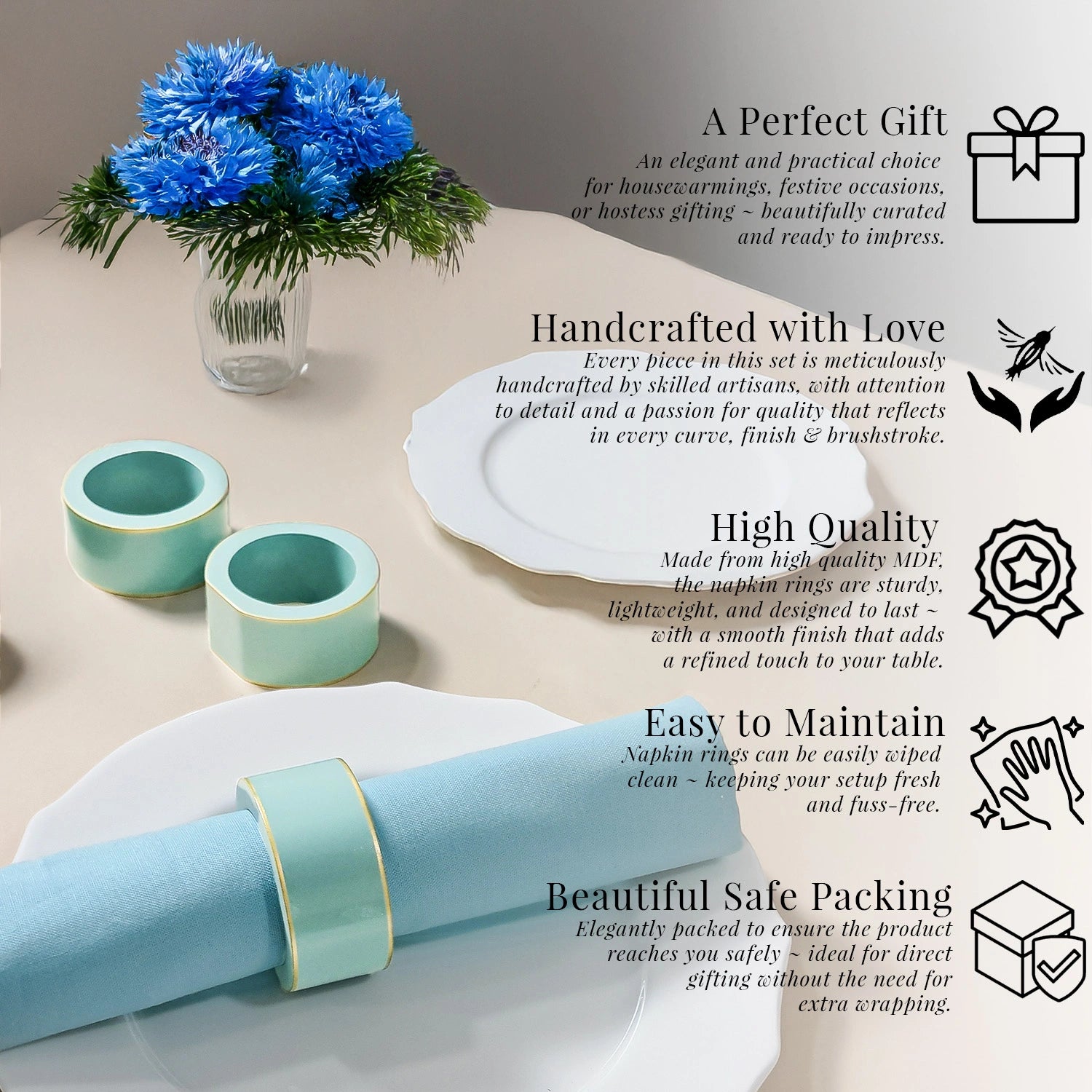 Tiffany Handcrafted Solid Color Napkin Rings