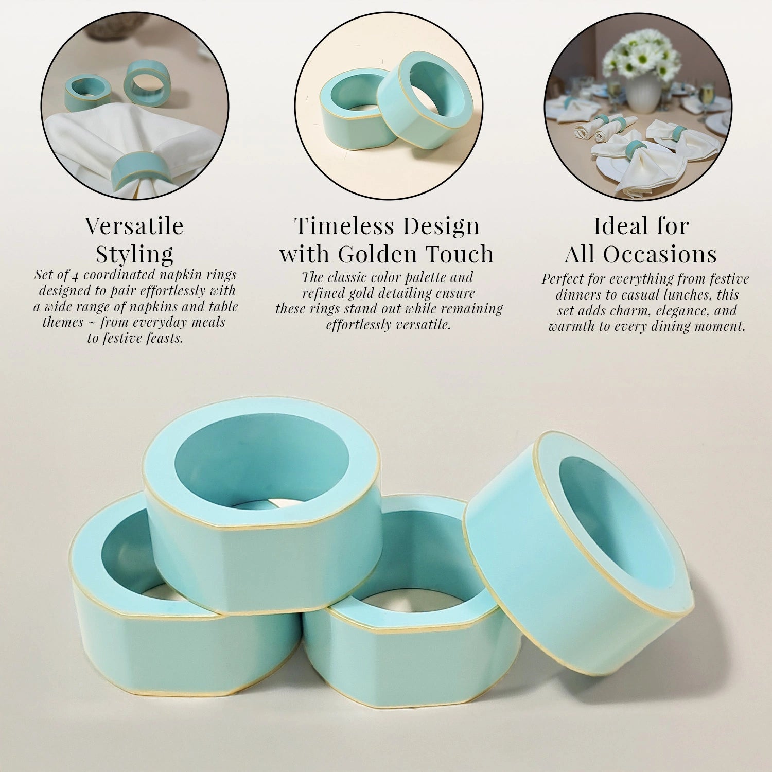 Tiffany Handcrafted Solid Color Napkin Rings