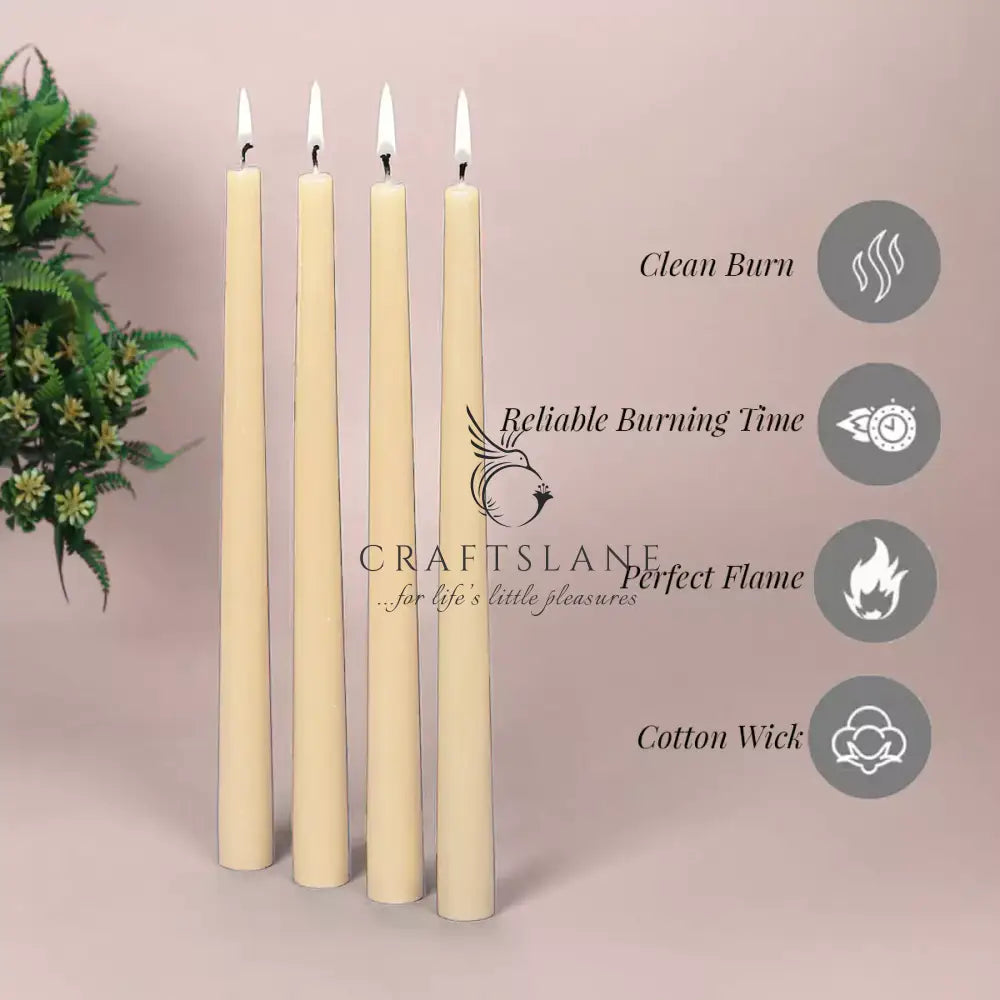 10’’ Premium Taper Candles (Set of 4) | Ivory Taper Candles