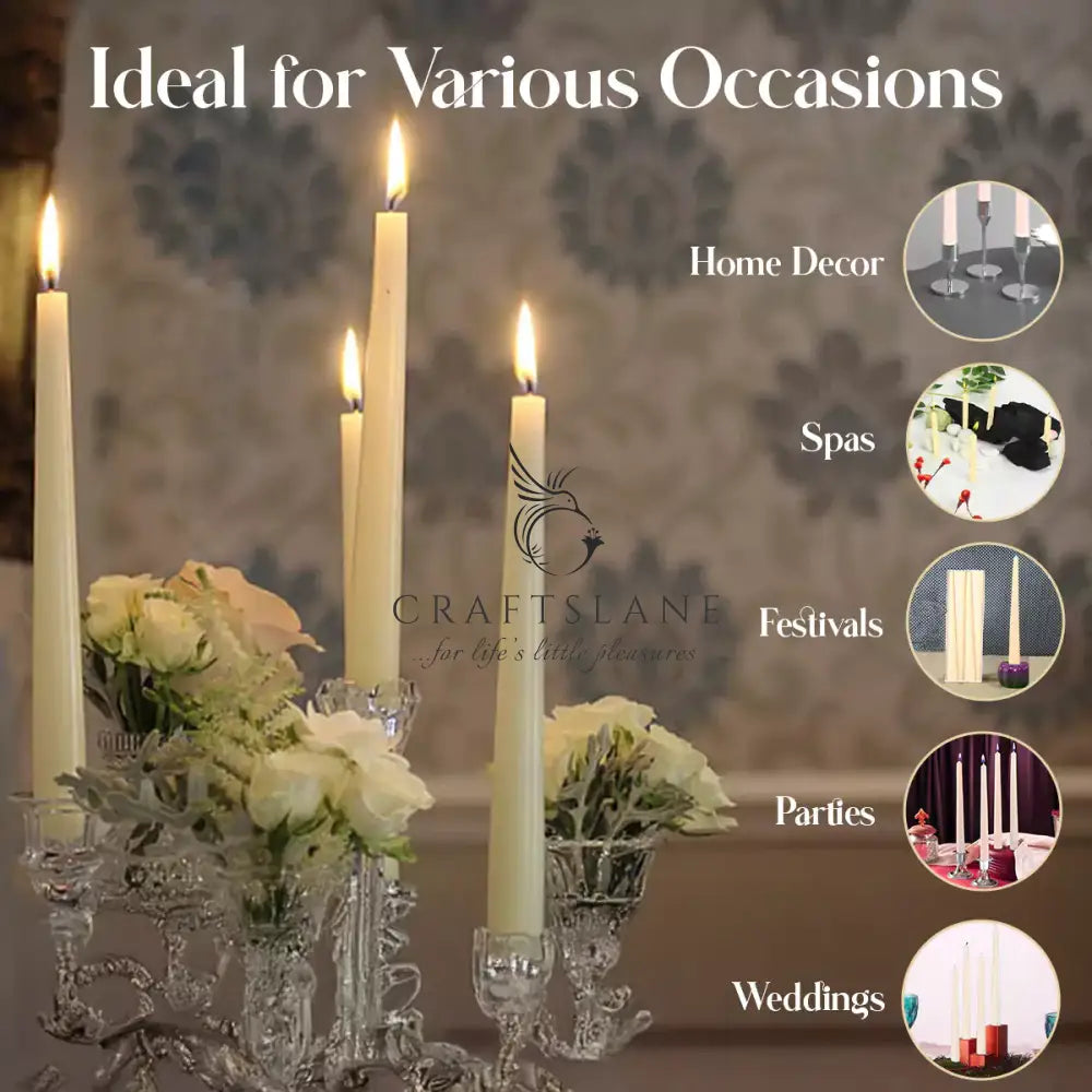 10’’ Premium Taper Candles (Set of 4) | Ivory Taper Candles