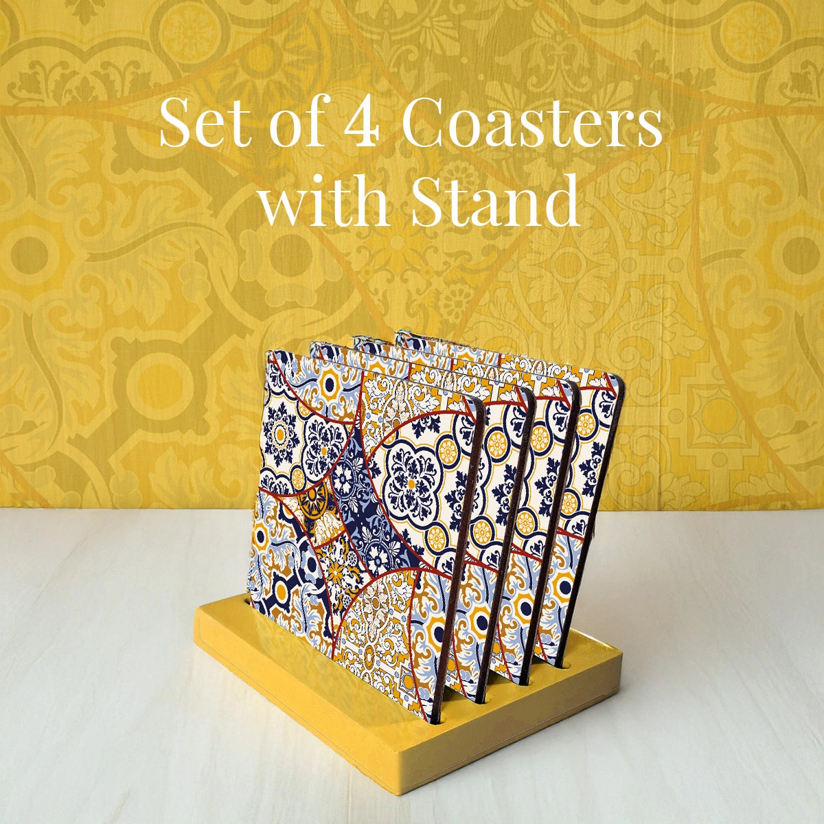 Moroccan Mosaic Coasters | Set of 4 with Stand